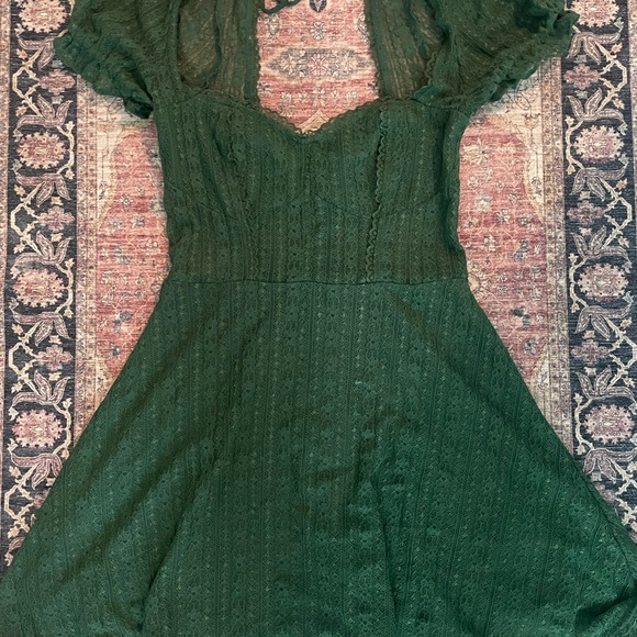 UO Roxie Green Lace Trimmed Dress - Picture 2 of 3